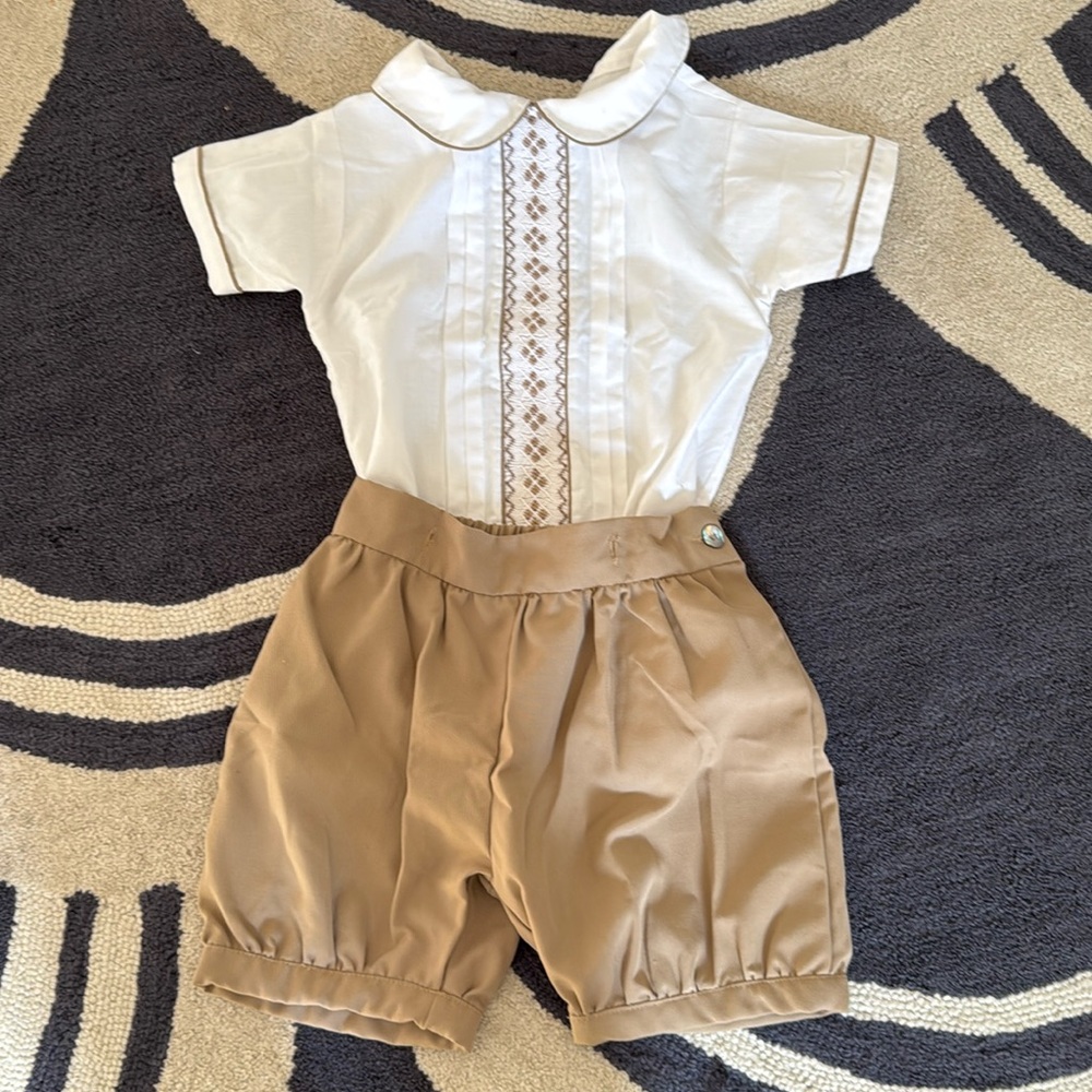 Handmade boys embroidered shirt and shorts, worn once